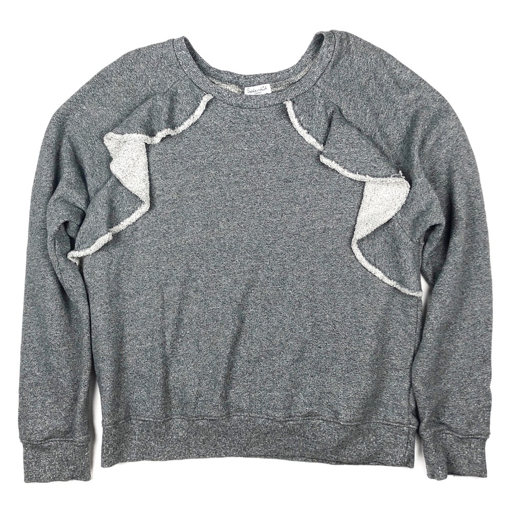 NWT Splendid Gray Ruffle Knit Sweater Size Small new with tags